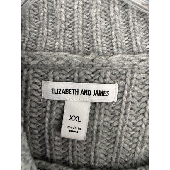 Elizabeth and James Sweater Gray Cable Knit Mockneck Plus Soft Cozy Size XXL - Picture 2 of 11